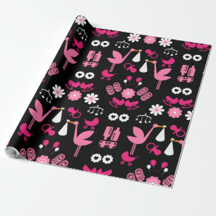 Herzlichen Glückwunsch Stalk Delivery Twin Girls Geschenkpapier
