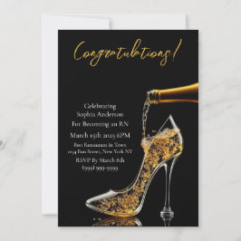 Herzlichen Glückwunsch Stiletto und Bubbly Einladung