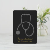 Herzlichen Glückwunsch Stylish Gray Stethoscope Gr Einladung (Stehend Vorderseite)