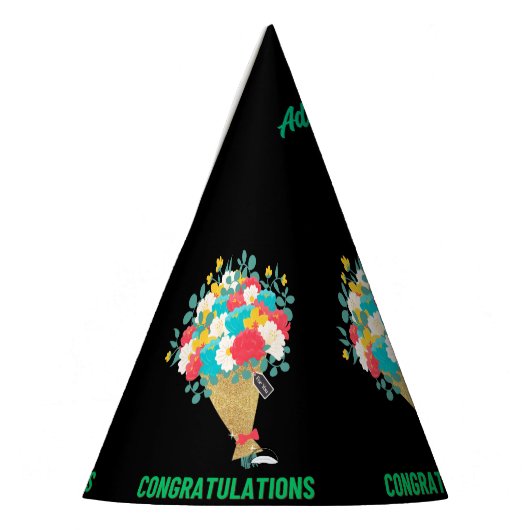 Herzlichen Glückwunsch Text Blume Image Handschuhe Partyhütchen (Links)