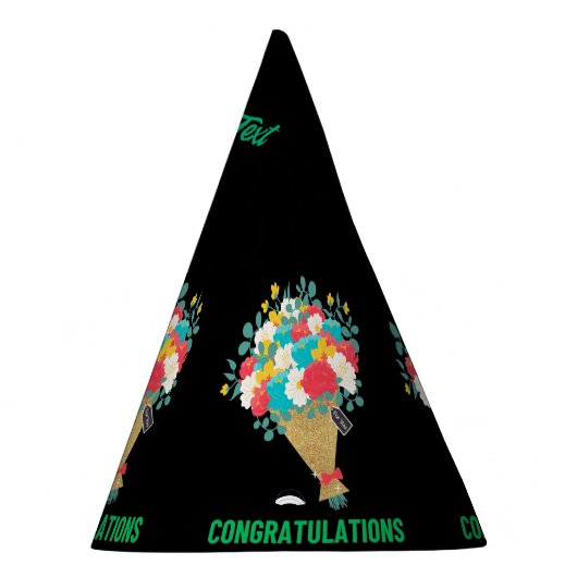 Herzlichen Glückwunsch Text Blume Image Handschuhe Partyhütchen (Rechts)