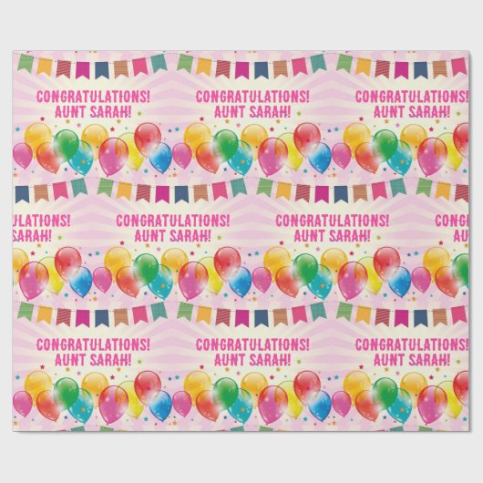 Herzlichen Glückwunsch Text oder Name Abschluss Er Geschenkpapier (Flach)