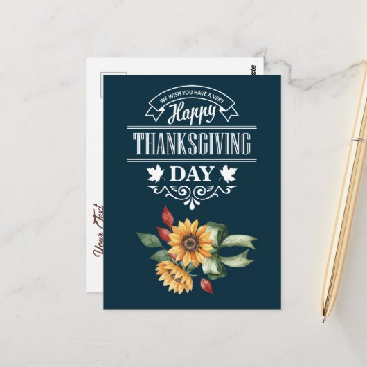Herzlichen Glückwunsch Thanksgiving Postkarte (Vorderseite/Rückseite Beispiel)