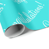 Herzlichen Glückwunsch Turquoise Script Abschluss Geschenkpapier (Rolleneckpunkt)