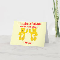 Herzlichen Glückwunsch Twins Birth Card personalis