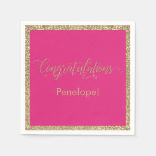 Herzlichen Glückwunsch Typografie Gold Glitzer Hot Serviette