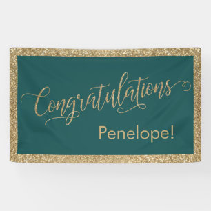 Herzlichen Glückwunsch Typografie Gold Glitzer und Banner