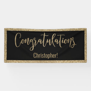 Herzlichen Glückwunsch Typografie Gold Glitzer und Banner