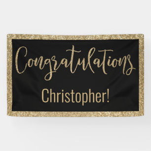 Herzlichen Glückwunsch Typografie Gold Glitzer und Banner