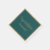 Herzlichen Glückwunsch Typografy Gold Glitzer Aqua Serviette (Ecke)