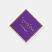 Herzlichen Glückwunsch Typografy Gold Glitzer Lila Serviette (Ecke)