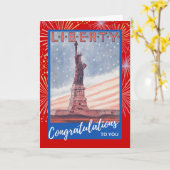 Herzlichen Glückwunsch U.S. Bürgerschaft Statue de Karte (Gelbe Blume)