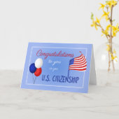 Herzlichen Glückwunsch US Citizenship US Flag und  Karte (Gelbe Blume)