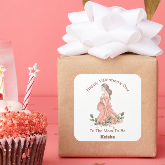 Herzlichen Glückwunsch Valentinstag bis zur Mama Quadratischer Aufkleber (Party)