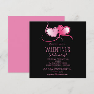 Herzlichen Glückwunsch Valentinstag, süß-rosa Herz Einladung