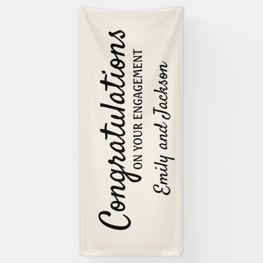 Herzlichen Glückwunsch Verlobung Script Name Cream Banner (Vertikal)