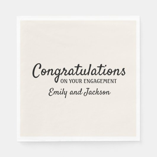 Herzlichen Glückwunsch Verlobung Script Name Cream Serviette (Vorderseite)
