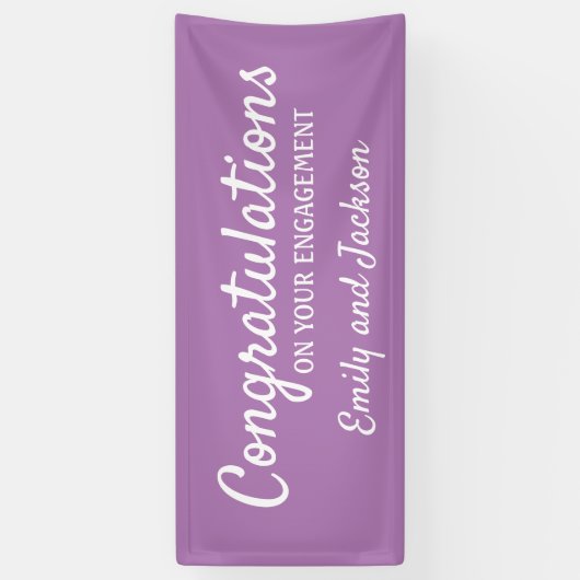 Herzlichen Glückwunsch Verlobung Script Name Lila Banner (Vertikal)