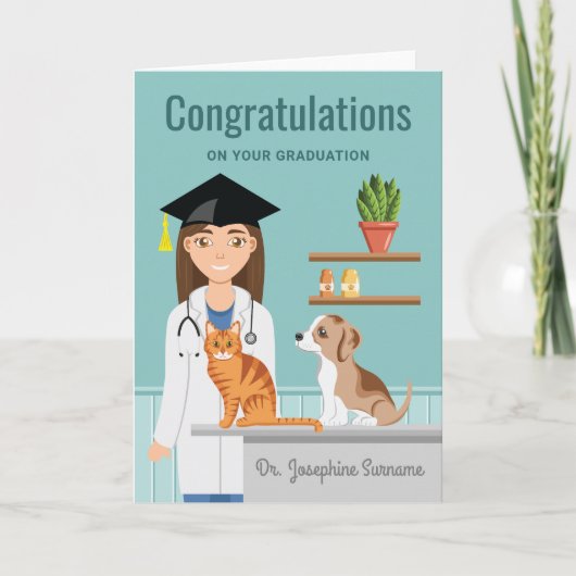 Herzlichen Glückwunsch Veterinarian Vet DVM Abschl Karte (Vorderseite)