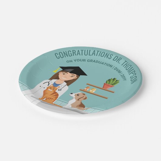 Herzlichen Glückwunsch Veterinärmedizinischer Arzt Pappteller (Schrägansicht)