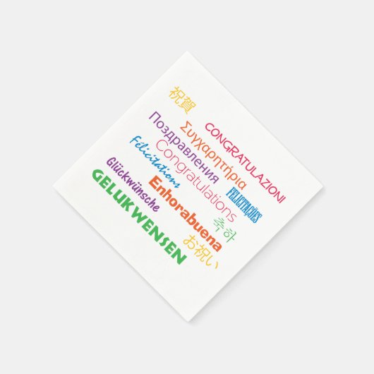 Herzlichen Glückwunsch vielen Sprachen farbenfrohe Serviette (Ecke)