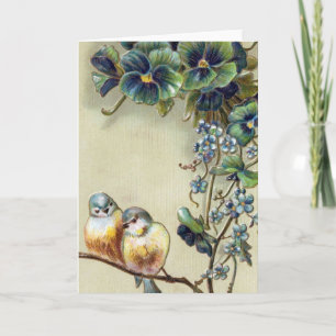 Herzlichen Glückwunsch Vintage Birds Karte