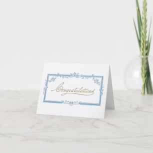 Herzlichen Glückwunsch! Vintage-blauer Blumenrahme Karte