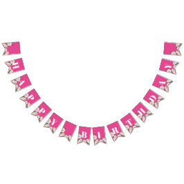 Herzlichen Glückwunsch Watercolor Pink Roses Balle Wimpelkette