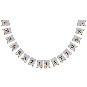 Herzlichen Glückwunsch Watercolor Pink Roses Balle Wimpelkette