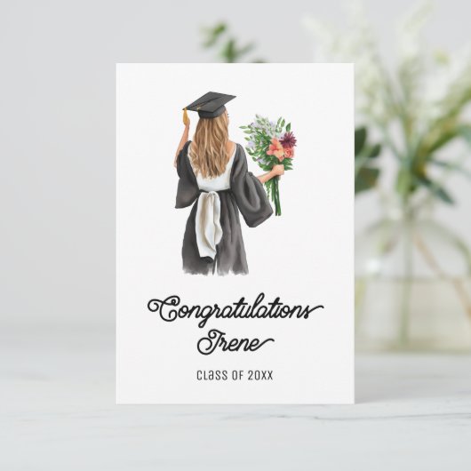 Herzlichen Glückwunsch Watercolor White Skin Girls (Stehend Vorderseite)