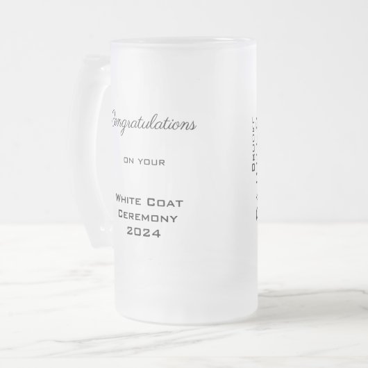 Herzlichen Glückwunsch White Coat Zeremonie Doktor Mattglas Bierglas (Vorderseite Links)