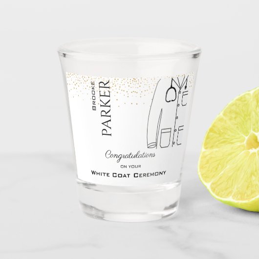 Herzlichen Glückwunsch White Coat Zeremonie Doktor Schnapsglas (Vorderseite)