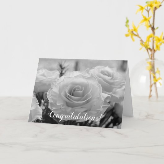 Herzlichen Glückwunsch White Roses Hochzeit Karte (Gelbe Blume)