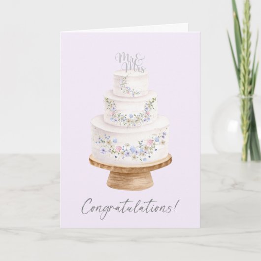 Herzlichen Glückwunsch Wildblume Wedding Cake Karte (Vorderseite)