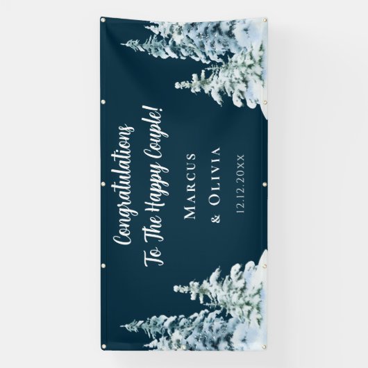 Herzlichen Glückwunsch Winter Verlobung Hochzeit Banner (Vertikal)