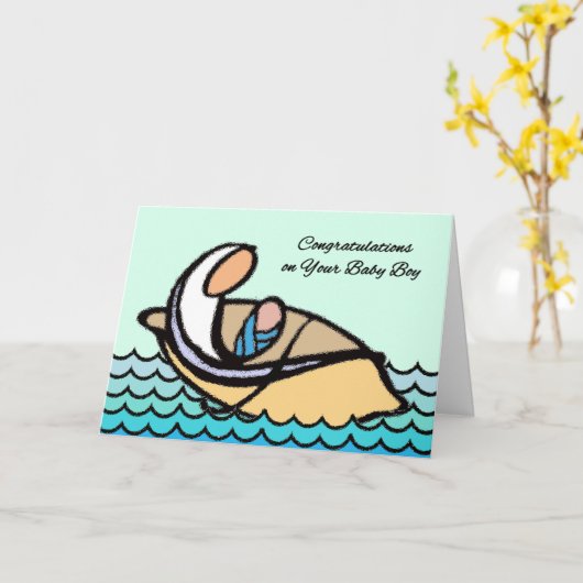 Herzlichen Glückwunsch zu Baby Boy, Mutter, Sohn i Karte (Gelbe Blume)