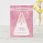 Herzlichen Glückwunsch zu Baby Girl - Baby in Bass Karte (Gelbe Blume)