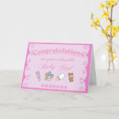 Herzlichen Glückwunsch zu Baby Girl/Pink Karte (Gelbe Blume)