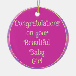 Herzlichen Glückwunsch zu Baby Girl Pink Lila Keramik Ornament