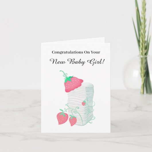 Herzlichen Glückwunsch zu den neuen Mädchen-Erdbee Karte (Vorderseite)