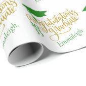 Herzlichen Glückwunsch zu der Monogram Green Gold  Geschenkpapier (Rolleneckpunkt)