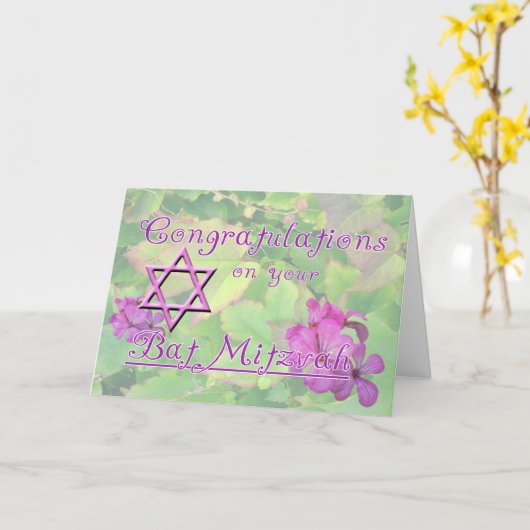 Herzlichen Glückwunsch zu Ihrem Bat Mitzvah! Karte (Gelbe Blume)