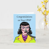 Herzlichen Glückwunsch zu Ihrem CPAP, Retro Frau Karte (Gelbe Blume)