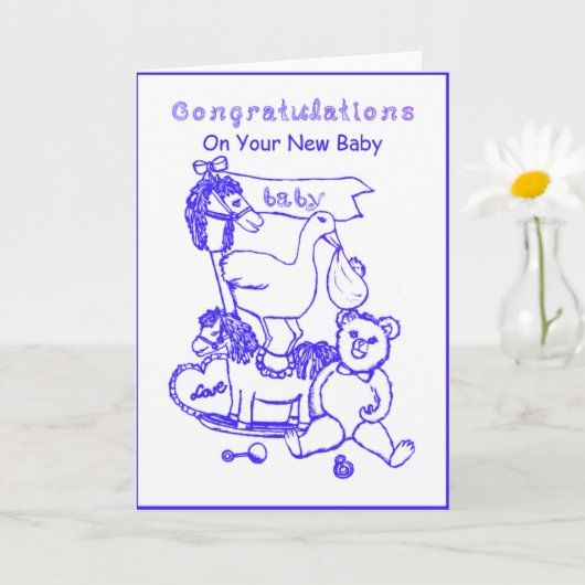 Herzlichen Glückwunsch zu Ihrem neuen Baby Blue Ki Karte (Kleine Pflanze)