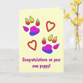 Herzlichen Glückwunsch zu Ihrem neuen Welpe Karte (Gelbe Blume)