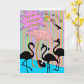 Herzlichen Glückwunsch zu Ihrem Publikum Flamingo  Karte (Gelbe Blume)
