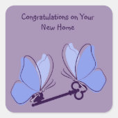 Herzlichen Glückwunsch zu Ihren neuen Zuhause Blue Quadratischer Aufkleber (Vorderseite)