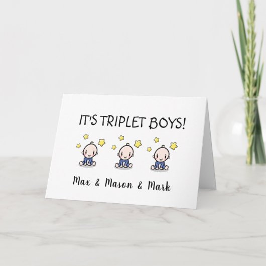 Herzlichen Glückwunsch zu Ihren Triplet Boys, Cust Karte (Vorderseite)