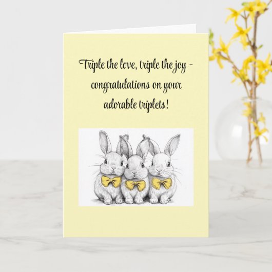 Herzlichen Glückwunsch zu Ihren Triplets, Unisex f Karte (Gelbe Blume)