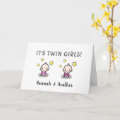 Herzlichen Glückwunsch zu Ihren Twins, mit Namen,  Karte (Gelbe Blume)